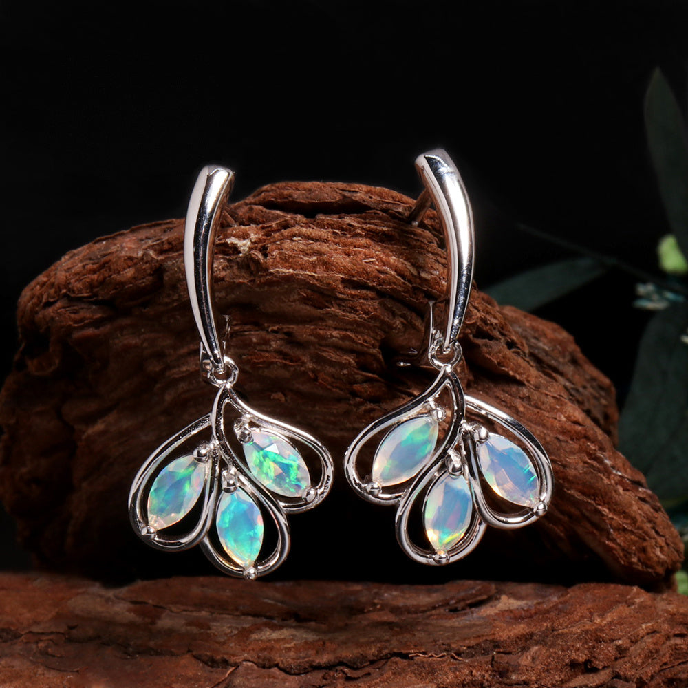 ‘Laurel’ Marquise Opal Leaf Drop Earrings