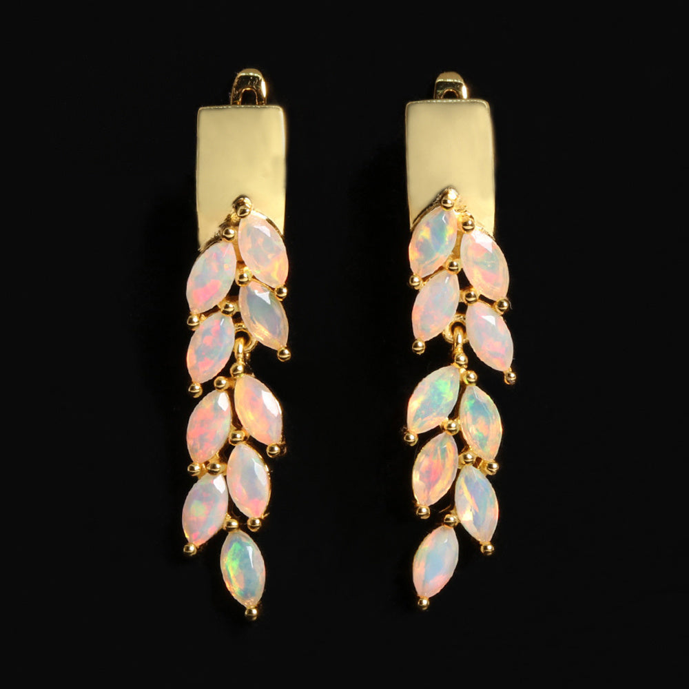 ‘Maple’ Marquise Opal Leaf Drop Earrings
