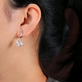 ‘Laurel’ Marquise Opal Leaf Drop Earrings – on ear
