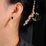 ‘Maple’ Marquise Opal Leaf Drop Earrings – on ear