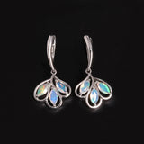 ‘Laurel’ Marquise Opal Leaf Drop Earrings – pair front