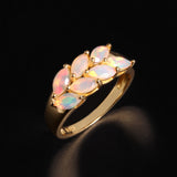 ‘Magnolia’ Marquise Opal Leaf Gold Ring