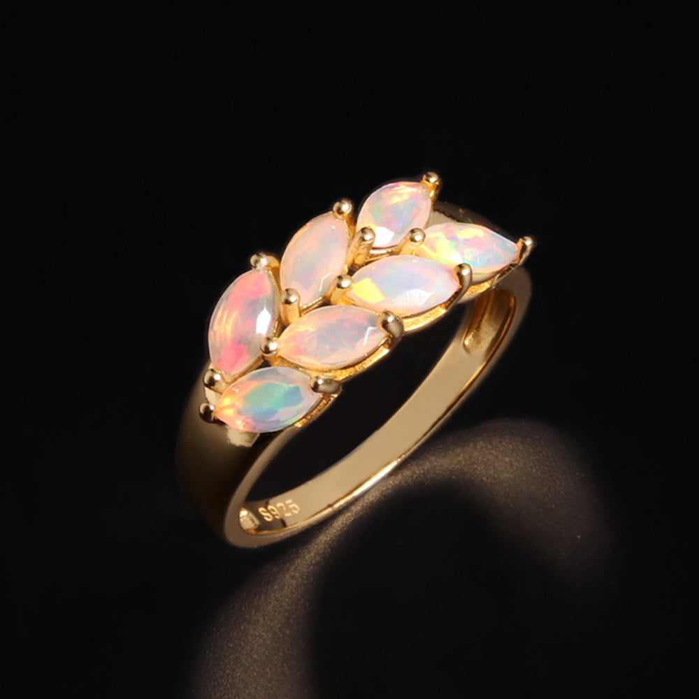 ‘Magnolia’ Marquise Opal Leaf Gold Ring