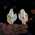 ‘Fern’ Marquise Opal Leaf Huggie Earrings