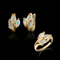 ‘Bea’ Marquise Opal Leaf Ring Earrings