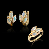 ‘Bea’ Marquise Opal Leaf Ring Earrings
