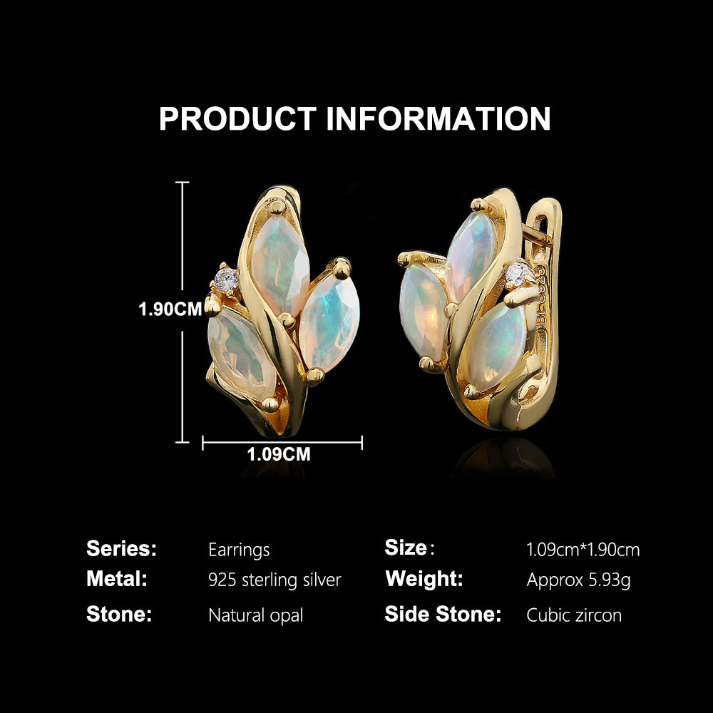 ‘Bea’ Marquise Opal Leaf Ring Earrings – earring specs