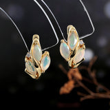 ‘Bea’ Marquise Opal Leaf Ring Earrings – earrings on stand