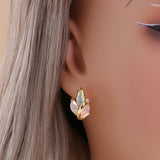 ‘Bea’ Marquise Opal Leaf Ring Earrings – earring on ear