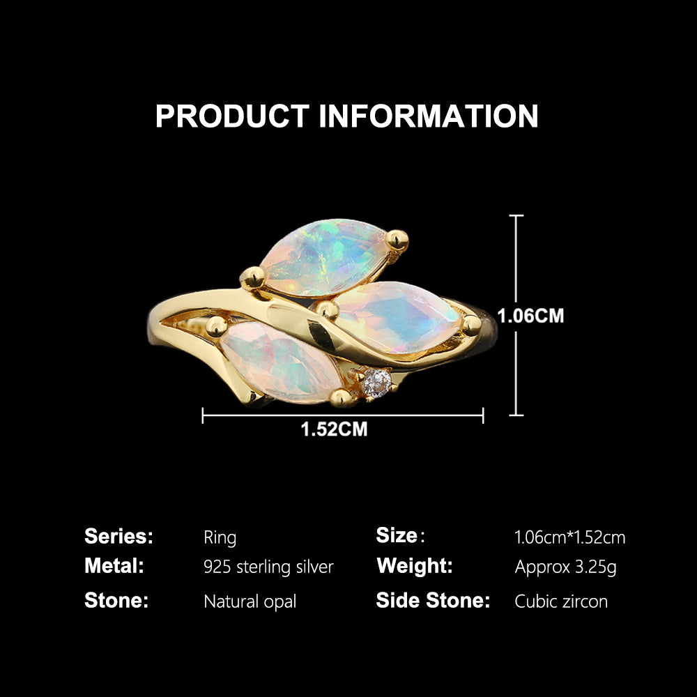 ‘Bea’ Marquise Opal Leaf Ring Earrings – ring specs