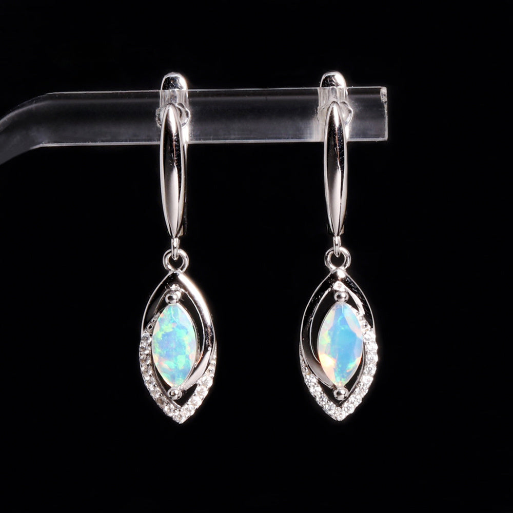 ‘Marlowe’ Marquise Opal Open Drop Earrings – hanging on stand