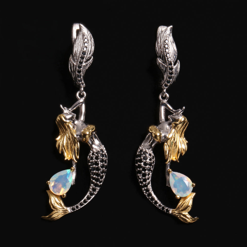 ‘Tamsin’ Mermaid Pear Opal Drop Earrings