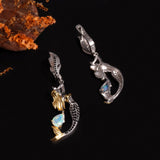 ‘Tamsin’ Mermaid Pear Opal Drop Earrings – angled pair