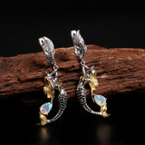 ‘Tamsin’ Mermaid Pear Opal Drop Earrings – on driftwood