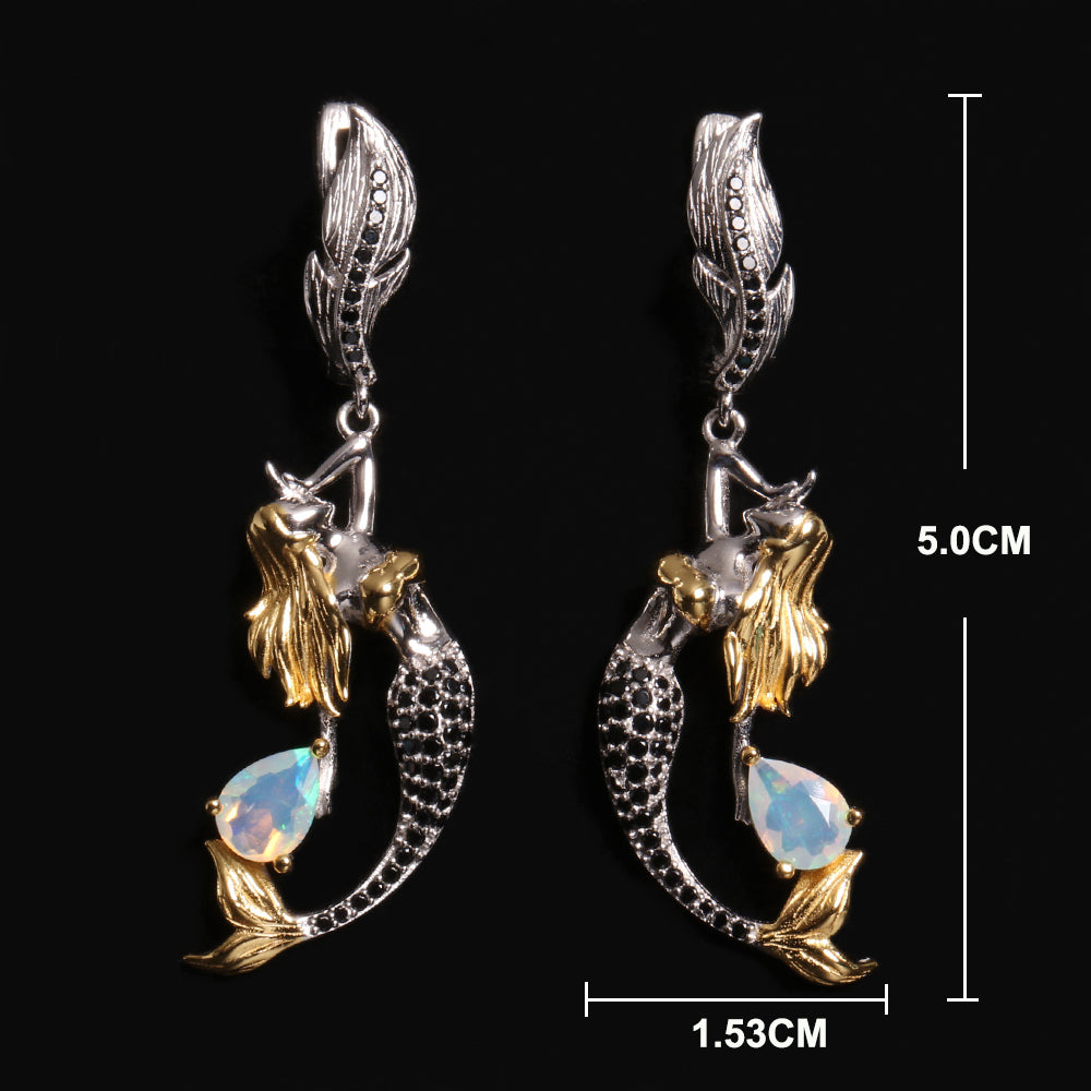 ‘Tamsin’ Mermaid Pear Opal Drop Earrings – dimensions
