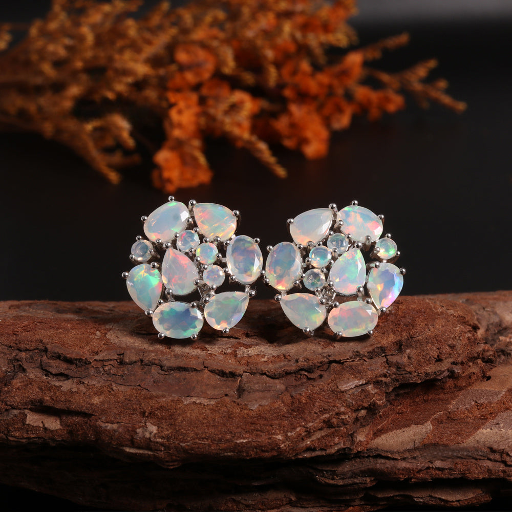 ‘Wren’ Mixed Cut Opal Cluster Earrings