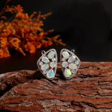 ‘Hartley’ Mixed Opal Cluster Shield Earrings – on wood