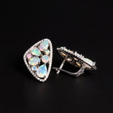 ‘Hartley’ Mixed Opal Cluster Shield Earrings – front and side