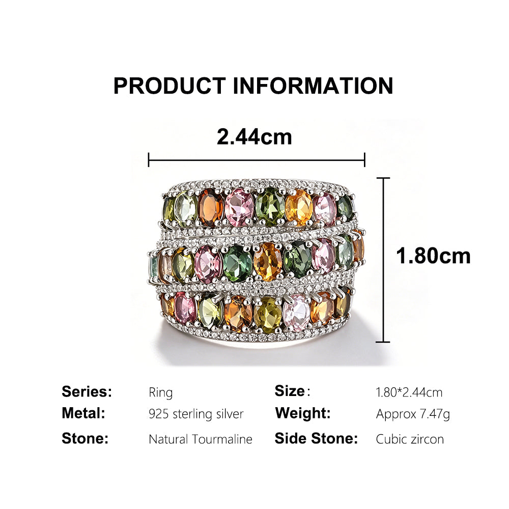 ‘Melody’ Multicolor Tourmaline Wide Band Ring – specs dimensions