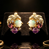 ‘Orchid’ Opal Amethyst Garnet Grape Earrings – close up