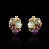 ‘Orchid’ Opal Amethyst Garnet Grape Earrings – front pair dark