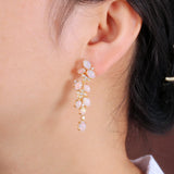 ‘Adelaide’ Opal Cluster Cascade Drop Earrings – on ear