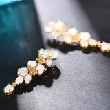 ‘Adelaide’ Opal Cluster Cascade Drop Earrings – close up