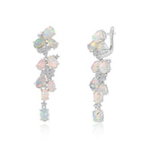‘Adelaide’ Opal Cluster Cascade Drop Earrings – front white gold