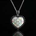 ‘Swan’ Opal Cluster Heart Pendant Necklace