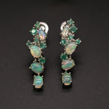 ‘Blakely’ Opal Emerald Cluster Drop Earrings