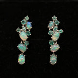 ‘Blakely’ Opal Emerald Cluster Drop Earrings – front pair black