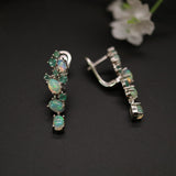‘Blakely’ Opal Emerald Cluster Drop Earrings – front and clasp