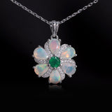 ‘Bridie’ Opal Flower Green Agate Pendant