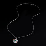 ‘Bridie’ Opal Flower Green Agate Pendant – necklace full length