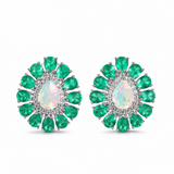 ‘Esther’ Opal Green Agate Flower Earrings