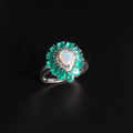‘Tillie’ Opal Green Agate Flower Ring