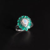 ‘Tillie’ Opal Green Agate Flower Ring