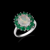 ‘Imogen’ Opal Green Agate Halo Ring