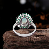 ‘Imogen’ Opal Green Agate Halo Ring – back view