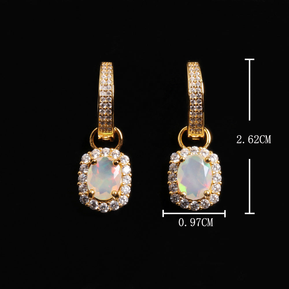 ‘Birdie’ Opal Halo Charm Huggie Earrings – dimensions