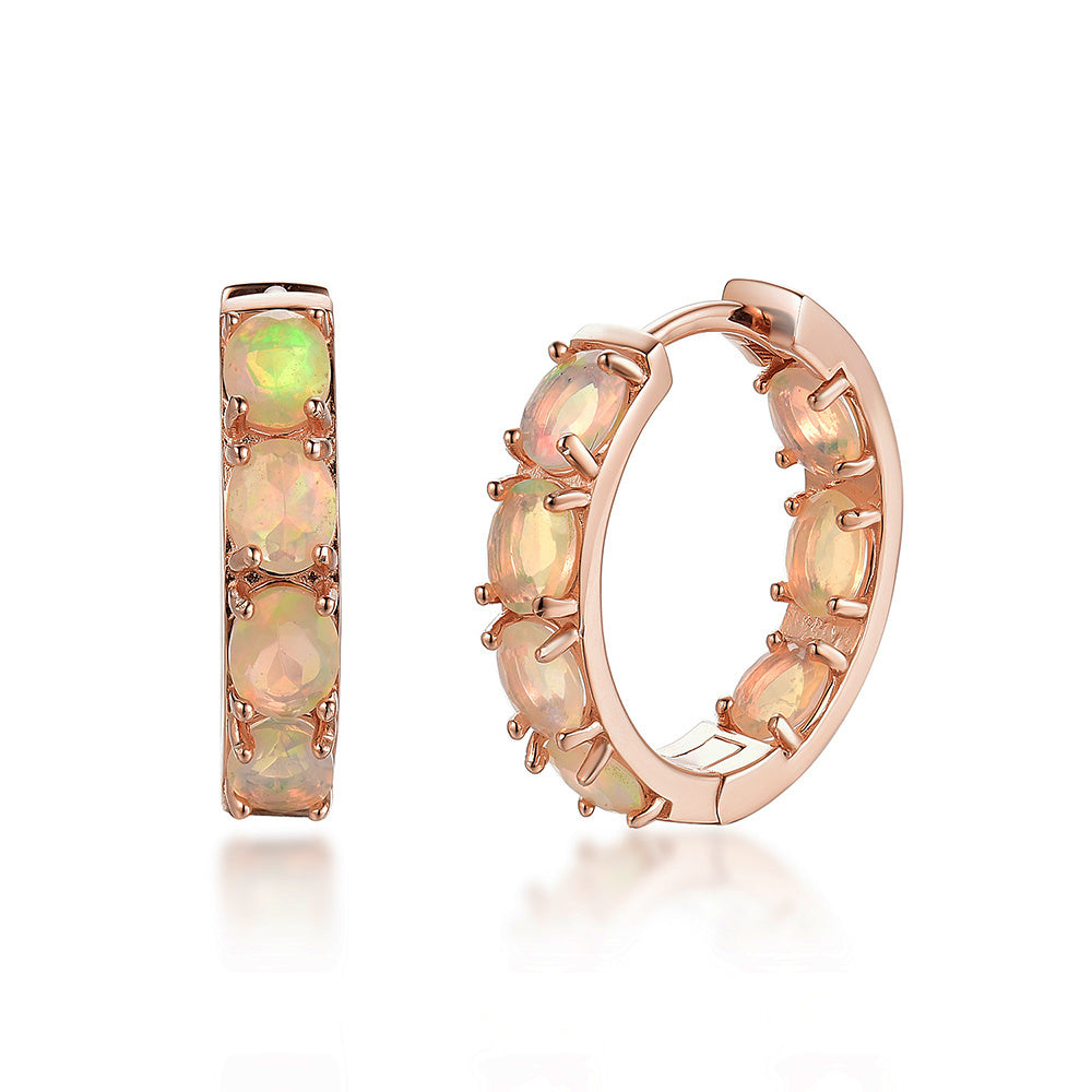 ‘Betty’ Opal Hoop Earrings Ring Set – earrings front side