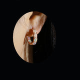 ‘Betty’ Opal Hoop Earrings Ring Set – on ear