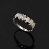 ‘Lacey’ Opal Row Ring Earring Set – ring angled