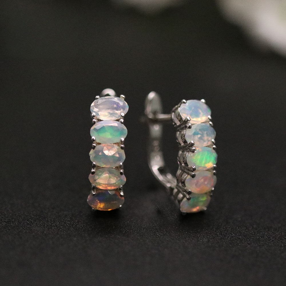 ‘Lacey’ Opal Row Ring Earring Set – earrings side view