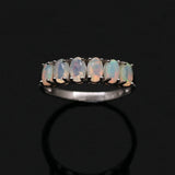 ‘Lacey’ Opal Row Ring Earring Set – ring front