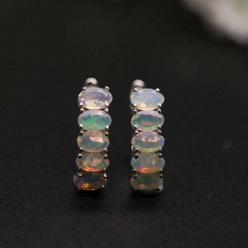 ‘Lacey’ Opal Row Ring Earring Set – earrings front