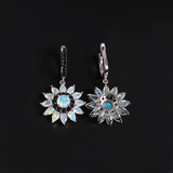 ‘Sunny’ Opal Sunflower Drop Earrings – front and back