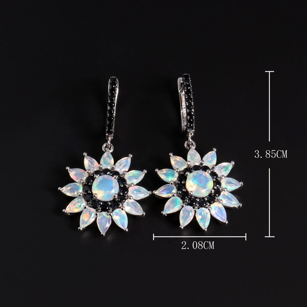 ‘Sunny’ Opal Sunflower Drop Earrings – dimensions