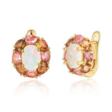 ‘Finch’ Opal Tourmaline Flower Halo Earrings