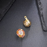 ‘Finch’ Opal Tourmaline Flower Halo Earrings – front and back